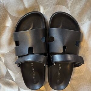 Sincerly Jules Black Double-Strap Slide Sandals